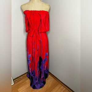 Tt COLLECTION Anthropologie Strapless 100% Silk Tie Floral Maxi Size M